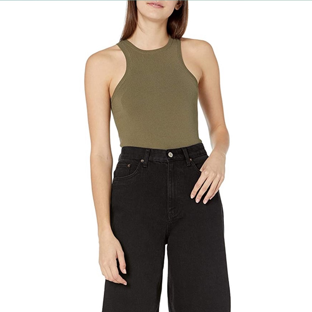 The Drop Fitted Cutaway Racer Tank Sweater Size L Capers Olive